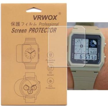 Imagem de VRWOX [3 peças] Protetor de tela TPU para relógio LF-20W LF-20W-8ACF LF-20W-8ACF, cobertura total HD TPU transparente, antibolhas e anti-arranhões