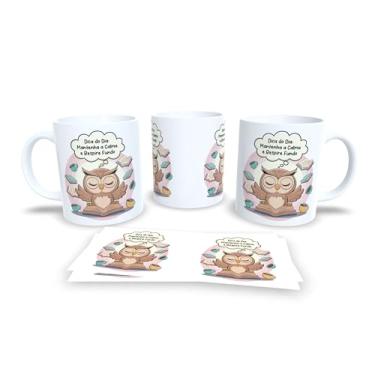 Imagem de Caneca de Café com Coruja Rabugenta, Porcelana Branca, Design Divertido com Texto em Português, Presente para Amantes de Café (18994)