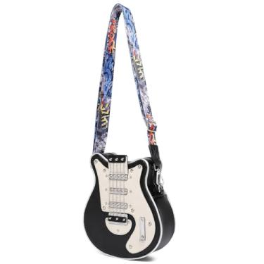 Imagem de Bolsa tiracolo masculina e feminina de couro sintético exclusiva para música, 1 preto pequeno, L9.84*W9.25*H2.76 inches