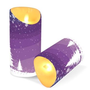 Imagem de Blueangle Pacote com 2 velas brancas para árvores de Natal sem chama com controle remoto e temporizador, velas LED cintilantes (7,6 cm x 9,9 cm) para decoração de casa, casamento, acampamento (137)