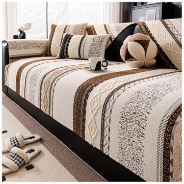 Imagem de SPXMQSS Capa de sofá antiderrapante para sofá seccional, capa de sofá universal de chenille macio 1 2 3 4 lugares protetor de móveis para sala de estar C 110 x 160 cm