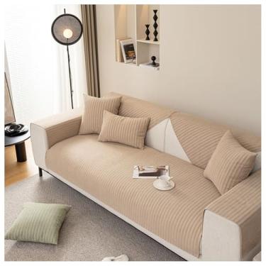 Imagem de SPXMQSS Capas de sofá para sofá seccional, antiderrapante, capa de sofá de chenille macia de 1/2/3/4 lugares, universal em forma de L, protetor de móveis C 70 x 210 cm