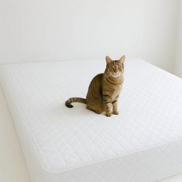 Imagem de Capa Para Colchão Impermeável com Elástico Matelado Pet- Especial para Donos de Pets, com Elástico 360° e Tecido Matelado Resistente(branco,Solteiro)