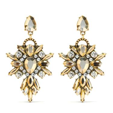 Imagem de Brincos de strass para mulheres roxo azul ouro cristal zircônia cúbica pingente de diamante joia delicada, Large, Zinco, Sem pedra preciosa