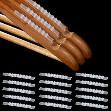 Imagem de 280 peças de tiras adesivas transparentes para cabides de borracha antiderrapantes, acessórios para pendurar roupas de 6 x 0,28 cm com quilhas para cabides de madeira (280)
