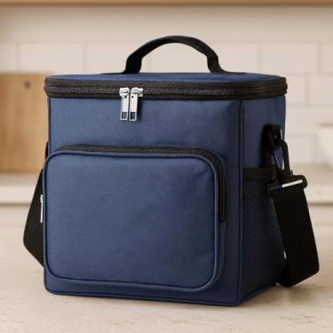 Imagem de Bolsa Térmica Quadrada Grande Unissex Com Alça Transversal Para Armazena Alimento Viagem Academia Primum (Azul)