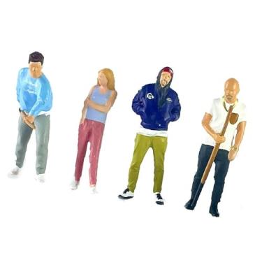 Imagem de Yunhgft Conjunto de 4 Miniaturas em Escala 1/64, Figuras Humanas em Resina, Modelos Pintados, Incluindo Um Menino E Uma para Cenas em Miniatura.