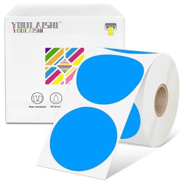 Imagem de YOULAISHI Etiquetas adesivas com pontos de 5 cm Círculo Garagem Venda Adesivo 750 peças Etiquetas redondas de impressora térmica imprimíveis etiquetas de preço escritíveis para venda de quintal, azul