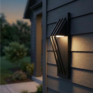 Imagem de Hyunbae Arandela de parede externa, luminária externa preta moderna de 45 cm, luzes de varanda à prova d'água 3000K para casa, pátio, garagem, iluminação LED de montagem na parede 10%-100% regulável