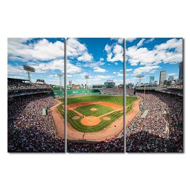 Imagem de TUMOVO Arte de parede em tela estádio de beisebol arte de parede para quarto Fenway Park em Boston pintura em tela estádio esportivo grande arte de parede para sala de estar moldura de decoração de