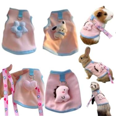 Imagem de 4 peças de roupas de furão angorá com acessório de coleira colete de coelho e suéter de porquinho da índia, roupas fofas e quentes, adequadas para furões, coelhos, porquinhos-da-índia, gatinhos e