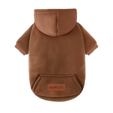 Imagem de Pacote com 2 moletons com capuz para cães quentes para clima frio roupas para cães pequenos e médios para homens e meninas meninos uso diário (café, PP (Costas: 22 cm, Peito: 35,8 cm)
