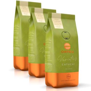 Imagem de Café em Grãos Premium Orfeu Catucaí Kit 3 Pacotes de 250g
