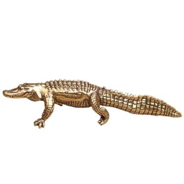 Imagem de Estátua em miniatura de crocodilo de latão, réptil de metal, escultura de crocodilo, escritório, casa, escritório, escritório, mesa, peso de papel, ornamento, bonsai, micro paisagem, decoração de mesa