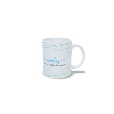 Imagem de Caneca de Cerâmica Personalizada com Nome, Tema Corujinha Dia do Professor, 325ml, Branca com Listras Coloridas (c)