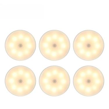 Imagem de Luminária Luz LED Sensor de Movimento Magnética USB Recarregável Sem Fio com-Duas cores Lâmpada Noturna(KIT6-Duas cores（Fria+Quente）)