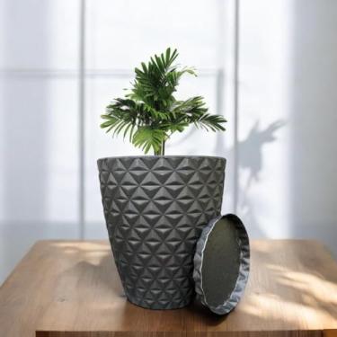 Imagem de Vaso Decoratico Planta Flor Coluna Diamante 29x26 Jardim Varanda Polietileno (Preto)