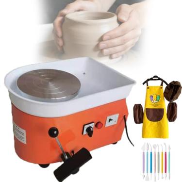 Imagem de Torno EléTrico Para CerâMica Infantil,Inclui Bacia RemovíVel E Avental Resistente A Manchas, Ferramentas De Escultura, FáCil De Usar Para Iniciantes E Adultos, Com InstruçõEs