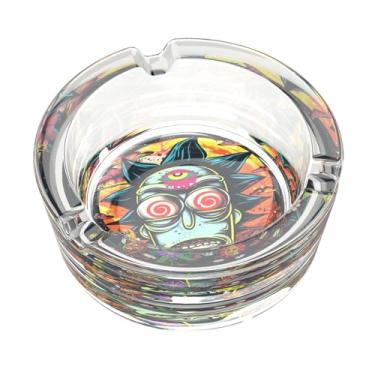 Imagem de Cinzeiro de vidro de desenho animado, cinzeiros domésticos, cinzeiros legais sem bagunça cinzeiro redondo transparente para decoração de escritório em casa ou pátio varanda uso ao ar livre (vermelho)