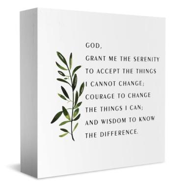 Imagem de Versos bíblicos de oração serenidade, decoração cristã, placa de caixa de madeira, decoração de mesa, Jeremias 29:11 placa de mesa cristã para escritório doméstico sala de oração