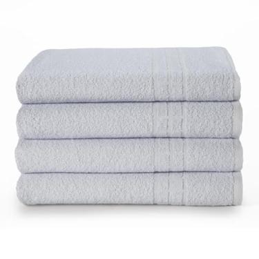 Imagem de Toalha de Banho Profissional, Branco, 90% Algodão e 10% Poliéster, 1,30m x 72cm, 350g/m², Costuras Duplas e Reforçadas, para Hotelaria, Hospitais, Pousadas, Clubes