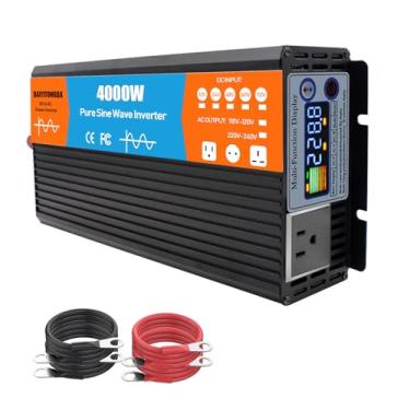 Imagem de Inversor de potência de 4000W com onda senoidal pura, conversor de CC 12 V/24 V/48 V/60 V/72 V para CA 120 V/240 V, inversor de potência para carro, RV, caminhão, energia solar,60V to 220V 60Hz