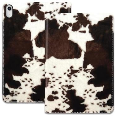 Imagem de Capa para iPad (A16) 11ª geração 11 polegadas 2025 / iPad 10ª geração 10,9 polegadas 2022, suporte ajustável, auto despertar/hibernar, capa inteligente - impressão de pele de vaca