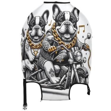 Imagem de Joisal Capa protetora de bagagem gráfica fofa lavável legal buldogue francês cinza acessórios de viagem manga de viagem, Bulldog francês legal cinza, L, Fits 26-28 Inch Case, Capa de mala