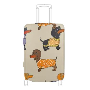 Imagem de Joisal Identifiers Capas de bagagem para proteção de malas, cães fofos, dachshunds, presentes de viagem, manga de bagagem, P, serve para estojo de 45 a 50 cm, Cachorro fofo Dachshunds colorido, XL 29