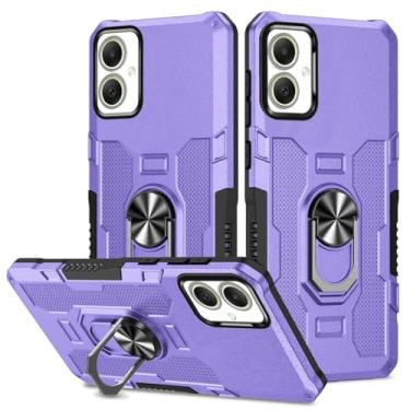 Imagem de Sidande Capa para Galaxy A05, capa para Samsung A05 SM-A055F, suporte resistente com suporte magnético embutido para carro, à prova de choque, capa protetora para celular para Samsung Galaxy A05 roxo