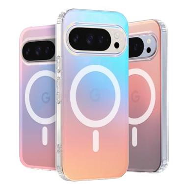 Imagem de LONLI Capa magnética Hue para Google Pixel 10 Pro XL - Capa de telefone fluorescente holográfica iridescente - [compatível com Pixelsnap e Magsafe] - [Moldura elevada da câmera] - Bonita e exclusiva