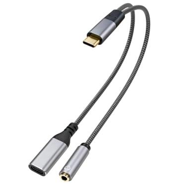 Imagem de Adaptador de carregador e fone de ouvido USB C da Cyberguys, USB C 2 em 1 para áudio de 3,5 mm, divisor de carregamento tipo C para auxiliar e carregador compatível com iPhone 16/15 Samsung Galaxy S24