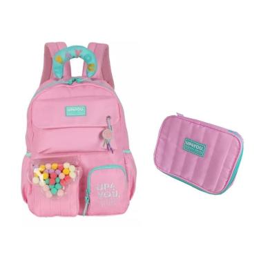 Imagem de Kit Mochila De Costas + Estojo Box Rosa Up4You - Luxcel