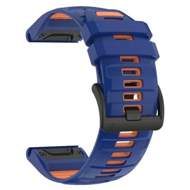 Imagem de OUTVI Pulseiras de silicone para Fenix 6X/7X de 26 mm de ajuste rápido para Garmin Fenix 8 de 51 mm/Fenix 5X Plus/Fenix 3/Descent MK2i/Enduro – pulseira esportiva de borracha macia (azul laranja)