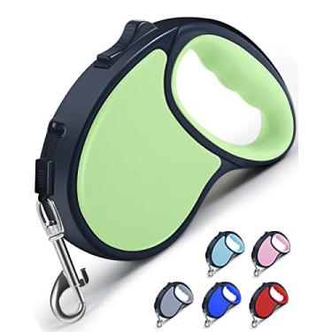 Imagem de Coleira retrátil para cães, [fita de nylon forte] [trava com um botão com uma mão] para cães e gatos pequenos e médios, coleira de caminhada para animais de estimação de 5 metros com design sem