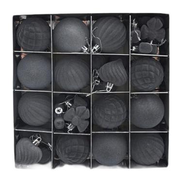 Imagem de Sclmgo Enfeites de Natal para Pendurar Na árvore, Bolas de Natal com Pingentes Flocados, Bolas de Natal para Aniversário, Decoração de Interiores, E, Cinza, Tamanho real