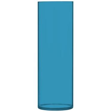 Imagem de Vasos de flores decorativos, cilindro, cerúleo, vasos altos para flores, decoração floral personalizada para sala de estar, 30 cm x 9,9 cm