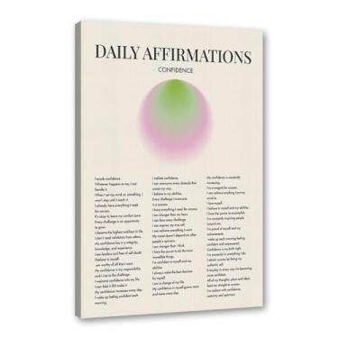 Imagem de Impressão de pôster de arte de parede com citações de afirmação diária gradiente positivo Aura pintura estética impressões sala de estar decoração de casa (SKU6,20.3x30.5 cm = (20x30cm), emoldurado