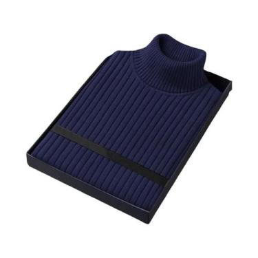 Imagem de Suéter Masculino De Gola Alta Slim Fit De Manga Longa Casual Listrado 