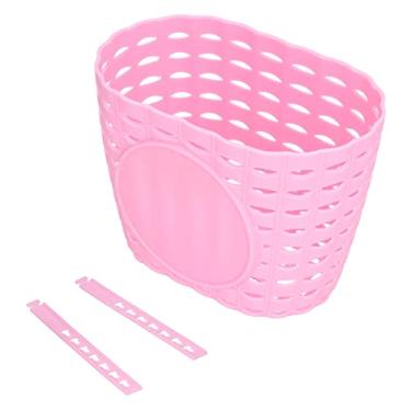 Imagem de GLOGLOW Cesta de Bicicleta Cesta de Bicicleta Infantil, de Guiador de Plástico para Crianças, Design Tecido à Mão, para Bicicletas e Scooters, Necessidades Diárias de 12x15x20cm (Rosa)