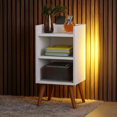 Imagem de Mesa De Cabeceira Max Retrô Bidê Pés Em PVC Anti Umidade Com Prateleira Nicho Organizador(Branco)