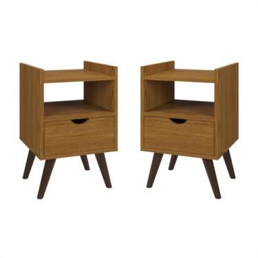 Imagem de Mesa de Cabeceira com Gaveta e Nicho Retrô Alice - Criado Mudo Usinado 34x33x50cm, Design Elegante e Funcional(Alice Freijo)