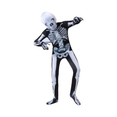 Imagem de Fantasia De Esqueleto Para Meninos, Macacão De Halloween Com Máscara, 