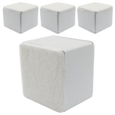 Imagem de Piutouyar 4 peças de elevação autoadesivas para móveis, elevadores de cama quadrados resistentes de aço carbono para cadeira de sofá de mesa com almofada de feltro (branco, 50 mm/2 polegadas de altura