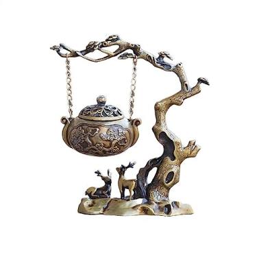 Imagem de porta-vara de incenso Ornamentos de aromaterapia em forma árvore antiga personalizada, criativo, queimador incenso, suporte cobre