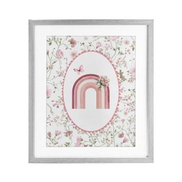Imagem de Stupell Industries Impressão emoldurada delicada de flores e arco-íris branco sob vidro, design de Christine Simpson Art, 53 x 43 cm