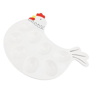 Imagem de TOPINCN Bandeja de Prato de Ovo Com 8 Grades, Recipiente de Suporte de Placa de Prato de Ovo de Cerâmica Branca para Exibição de Festa, Forno de Micro-ondas, Máquina de Lavar Louça,