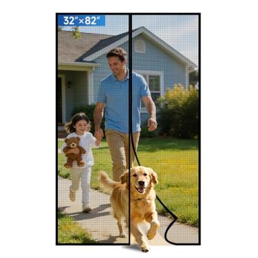 Imagem de Tela magnética de malha PET atualizada mais forte do que fibra de vidro e poliéster, mãos livres, mantém insetos longe, adequado para animais de estimação e crianças, adequado para casa e tamanho de