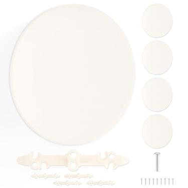 Imagem de Pacote com 5 placas de cobertura de teto, placa de cobertura redonda de plástico branco - serve para teto/parede CP3540 de 3-1/5.1 cm a 10.2 cm caixas elétricas circulares, caixa de junção, detector