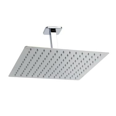 Imagem de Ducha Chuveiro Inox 30 cm 304 Slim Quadrado C/Braço De Teto 10 Cm